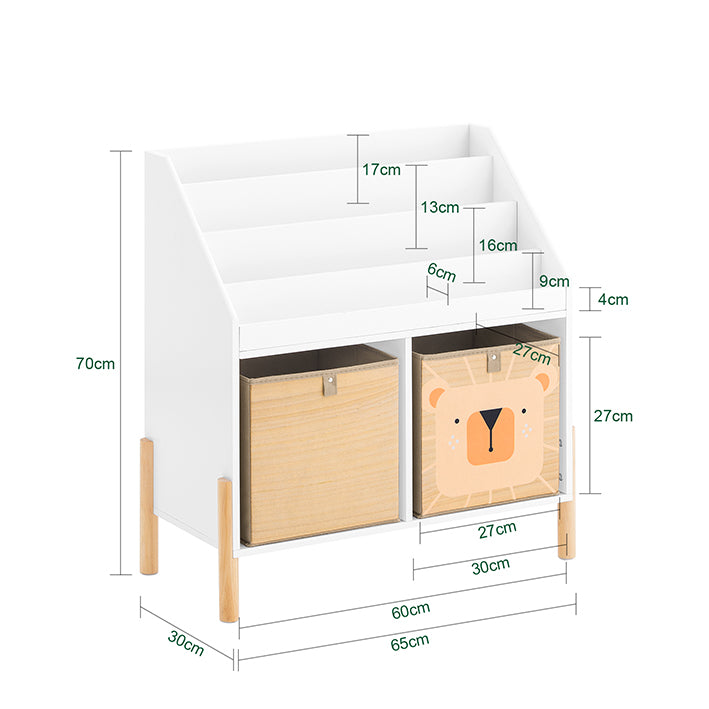 SoBuy | Scaffale per bambini | Libreria per bambini | Scaffale portaoggetti per bambini | Scaffale a colonna bianco | KMB115-W