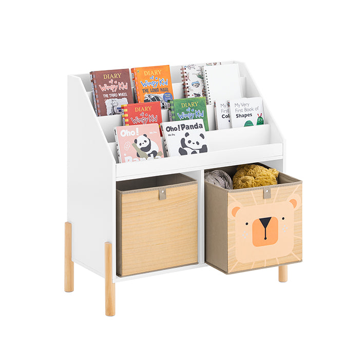 SoBuy | Scaffale per bambini | Libreria per bambini | Scaffale portaoggetti per bambini | Scaffale a colonna bianco | KMB115-W