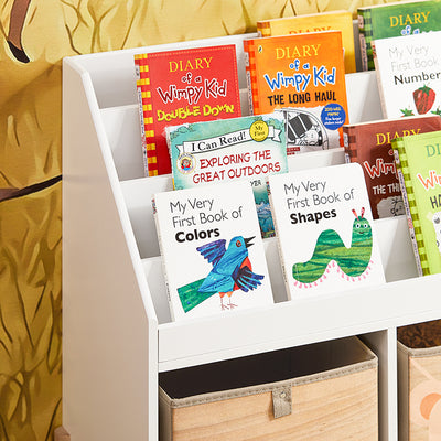 SoBuy | Kinderregal | Bücherregal | Aufbewahrungsregal für Kinder | Standregal Weiß | KMB115-W
