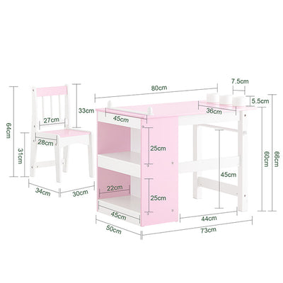 SoBuy | Table et chaise pour enfants | Ensemble avec autocollants DIY Table de dessin pour enfants | Rose-Blanc | KMB116-P