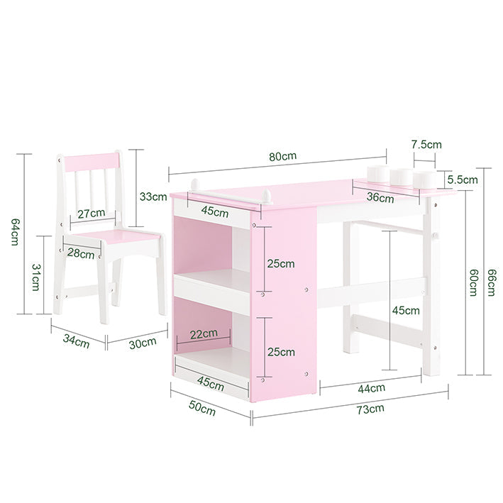 SoBuy | Tavolo e Sedia per Bambini | Set con Adesivi Tavolo da Disegno Fai da Te per Bambini | Rosa-Bianco | KMB116-P