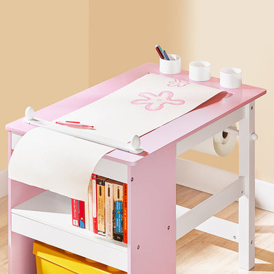 SoBuy | Table et chaise pour enfants | Ensemble avec autocollants DIY Table de dessin pour enfants | Rose-Blanc | KMB116-P