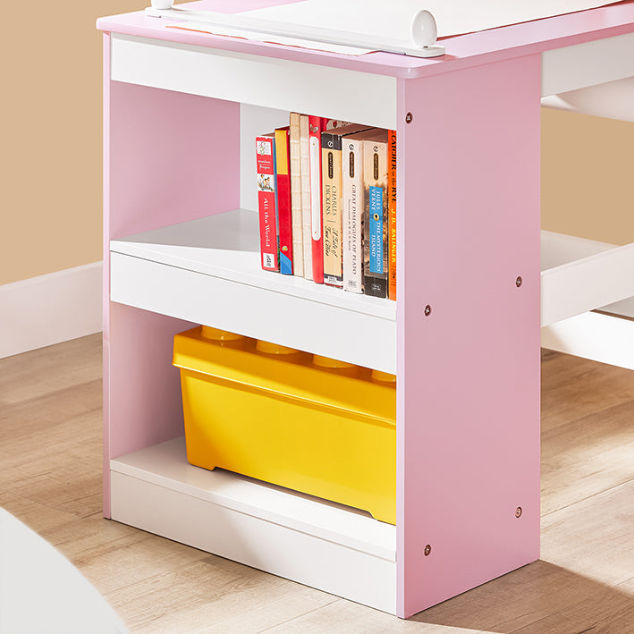 SoBuy | Table et chaise pour enfants | Ensemble avec autocollants DIY Table de dessin pour enfants | Rose-Blanc | KMB116-P