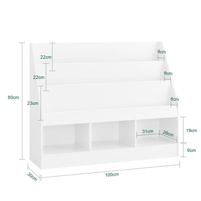 SoBuy | Étagère pour enfants | 3 étagères | Rangement pour jouets | Blanche et pratique 100 x 80 x 30 cm | KMB118-W 