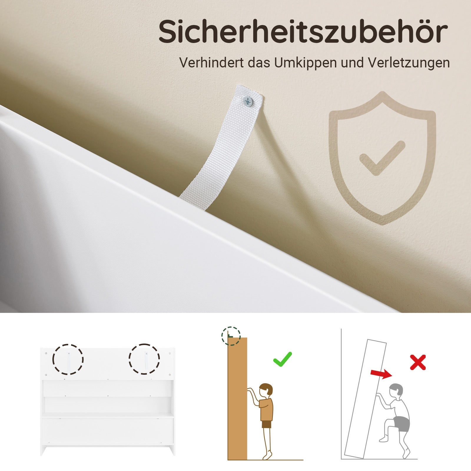 SoBuy | Scaffale per bambini | con 3 ripiani | Scaffale portaoggetti per giocattoli | Bianco e pratico 100x80x30 | KMB118-W