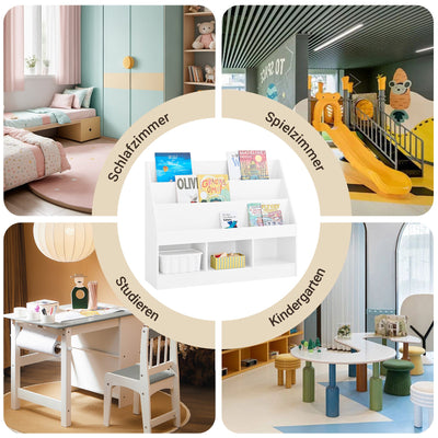 SoBuy | Scaffale per bambini | con 3 ripiani | Scaffale portaoggetti per giocattoli | Bianco e pratico 100x80x30 | KMB118-W