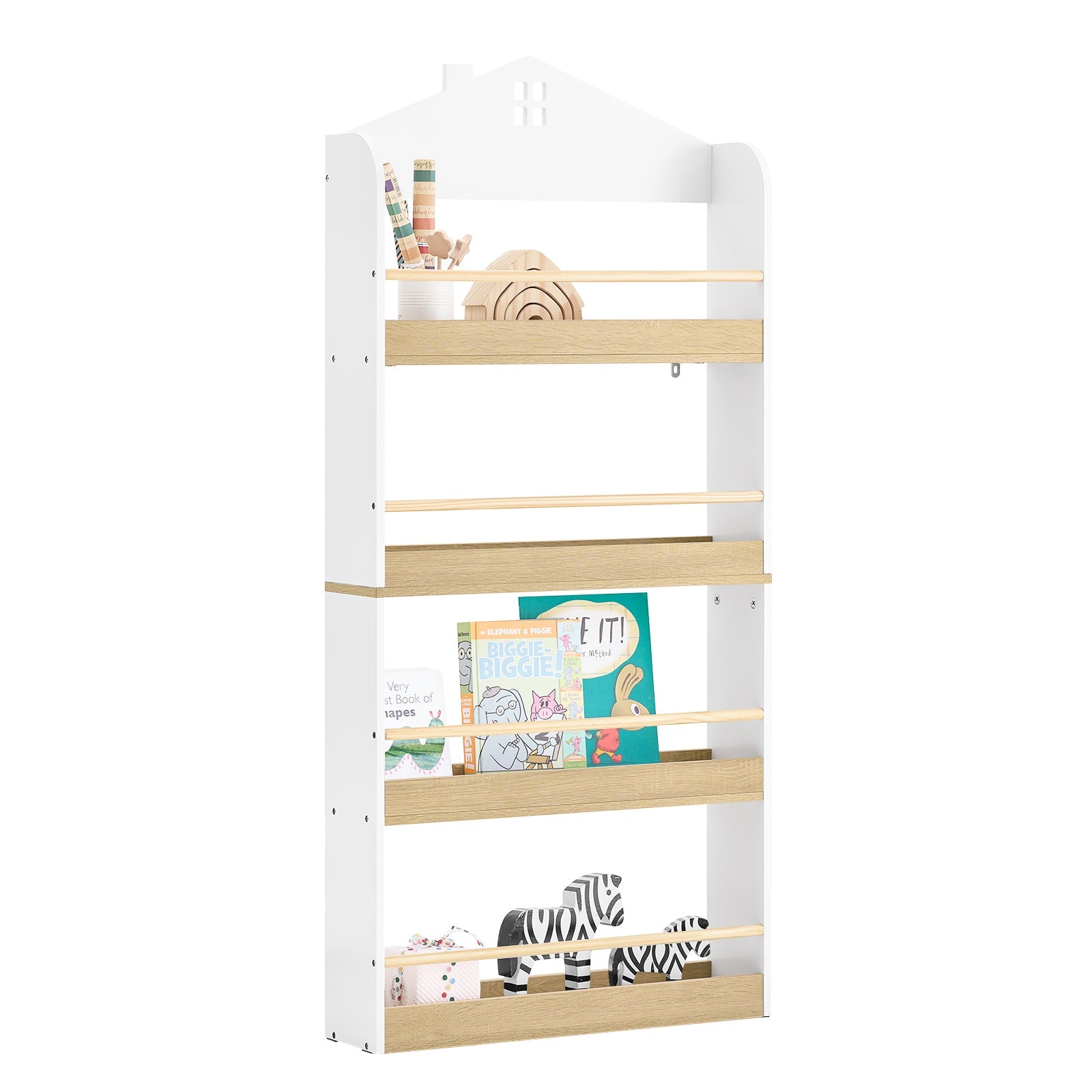 SoBuy | Bibliothèque Enfant | Étagère pour Enfants | avec 4 Étagères | KMB121-WN