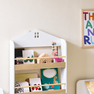 SoBuy | Bücherregal Kinder | Kinderregal | mit 4 Ablagen | KMB121-WN