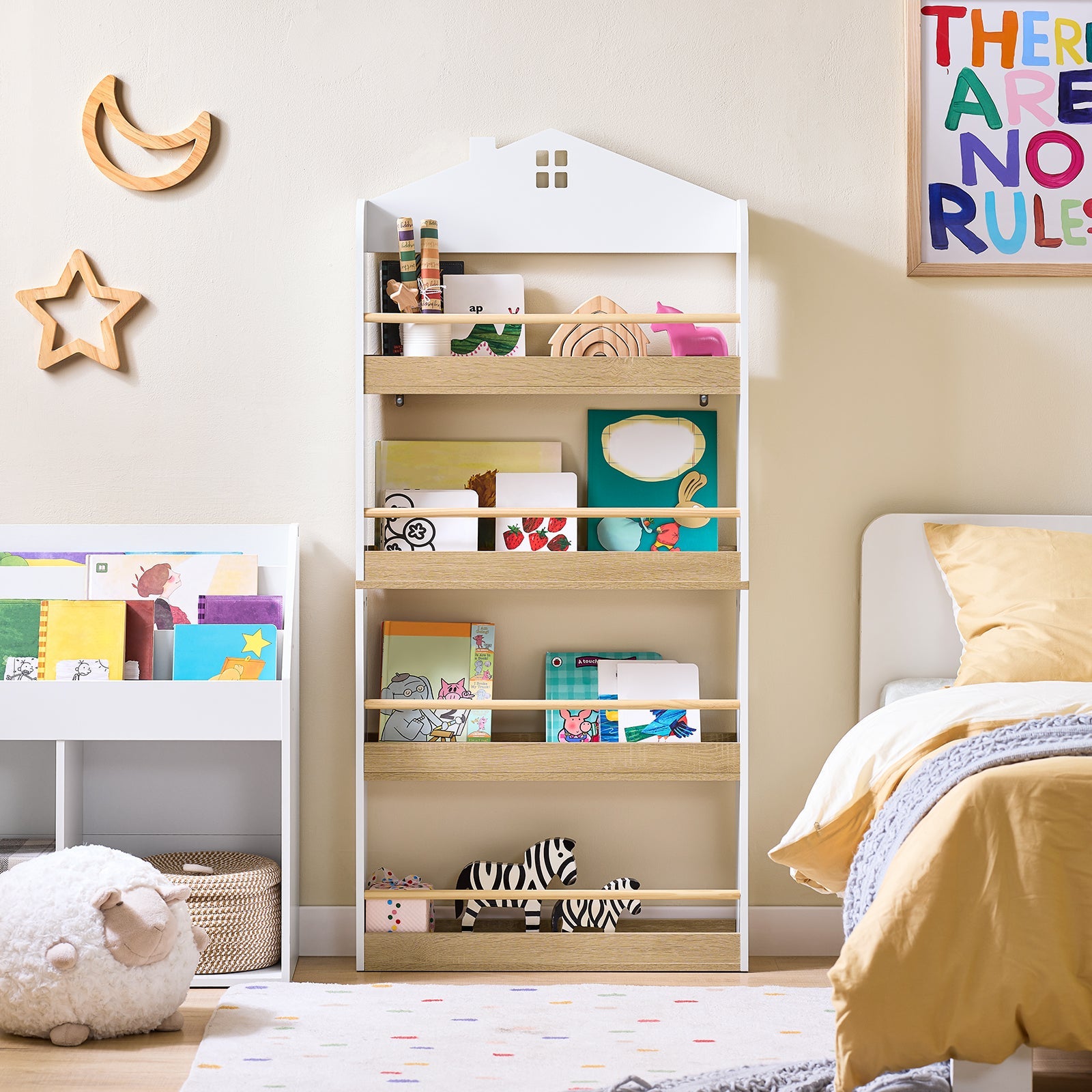 SoBuy | Bibliothèque Enfant | Étagère pour Enfants | avec 4 Étagères | KMB121-WN