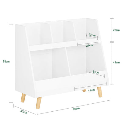 SoBuy | Étagère à livres pour enfants | Coffre à jouets | Étagère de rangement pour chambre d'enfant | Blanc | KMB19-W