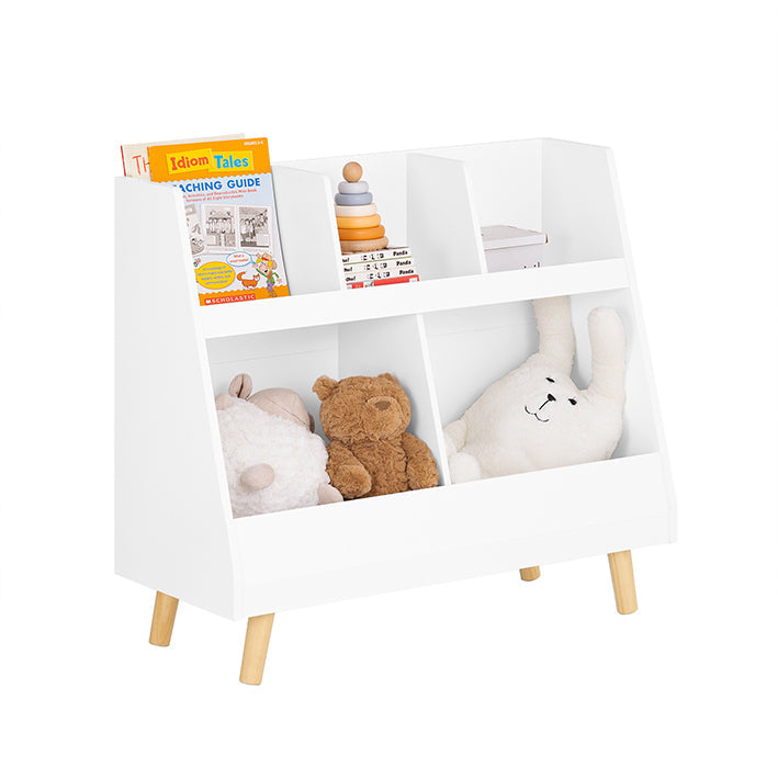 SoBuy | Scaffale per libri per bambini | Cassapanca per giocattoli | Scaffale portaoggetti per cameretta bambini | Bianco | KMB19-W