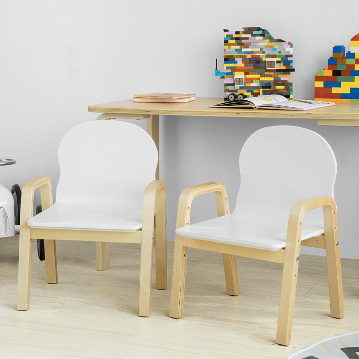 SoBuy | Set di 2 sedie per bambini | Sedie regolabili in altezza | Bianco | KMB24-Wx2
