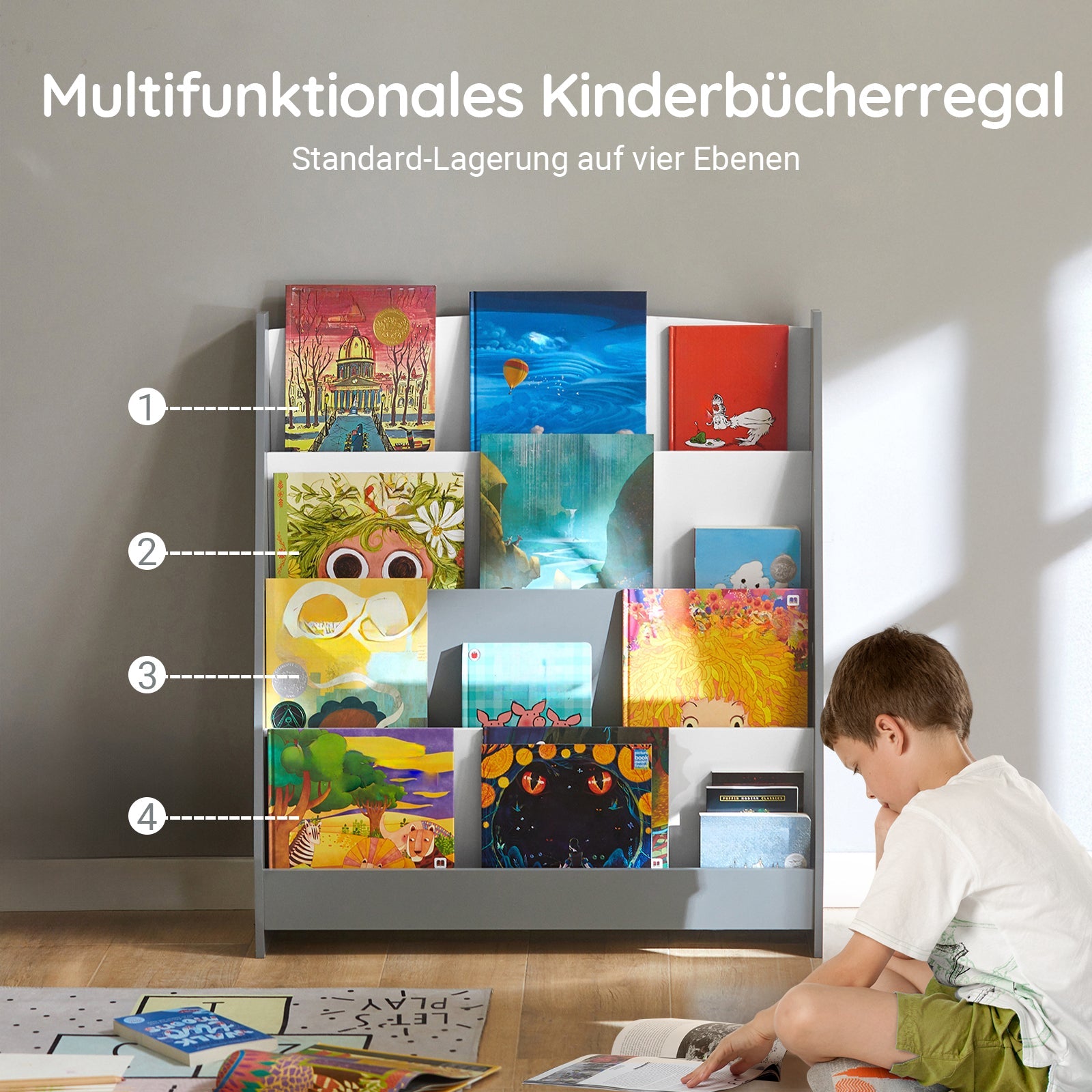 Prevendita | SoBuy | Scaffale per libri per bambini | Portariviste | Scaffale portaoggetti per bambini | KMB32-HG