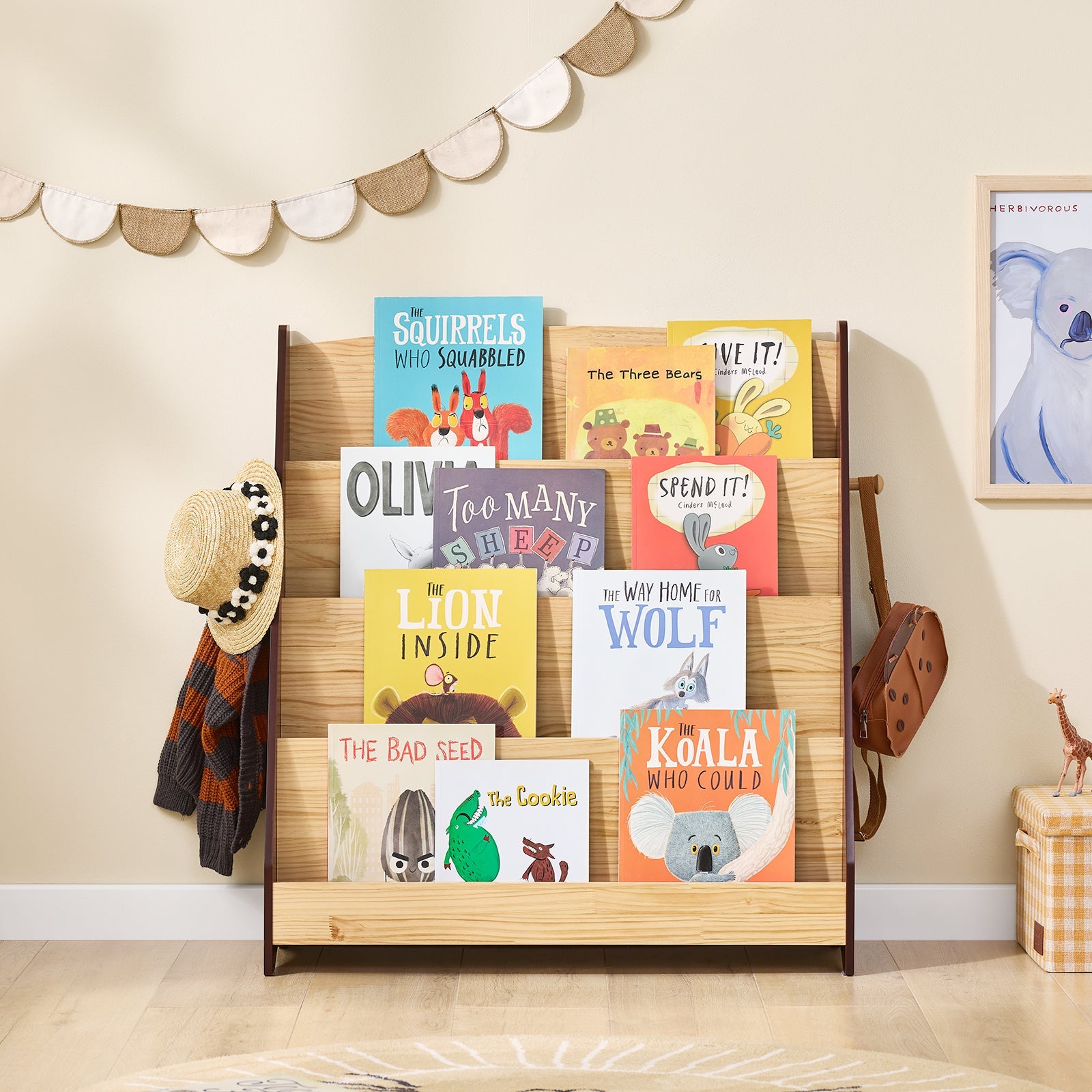 SoBuy | Étagère à Livres pour Enfants | Porte-revues | Meuble de Rangement Enfant | Naturel | KMB32-N