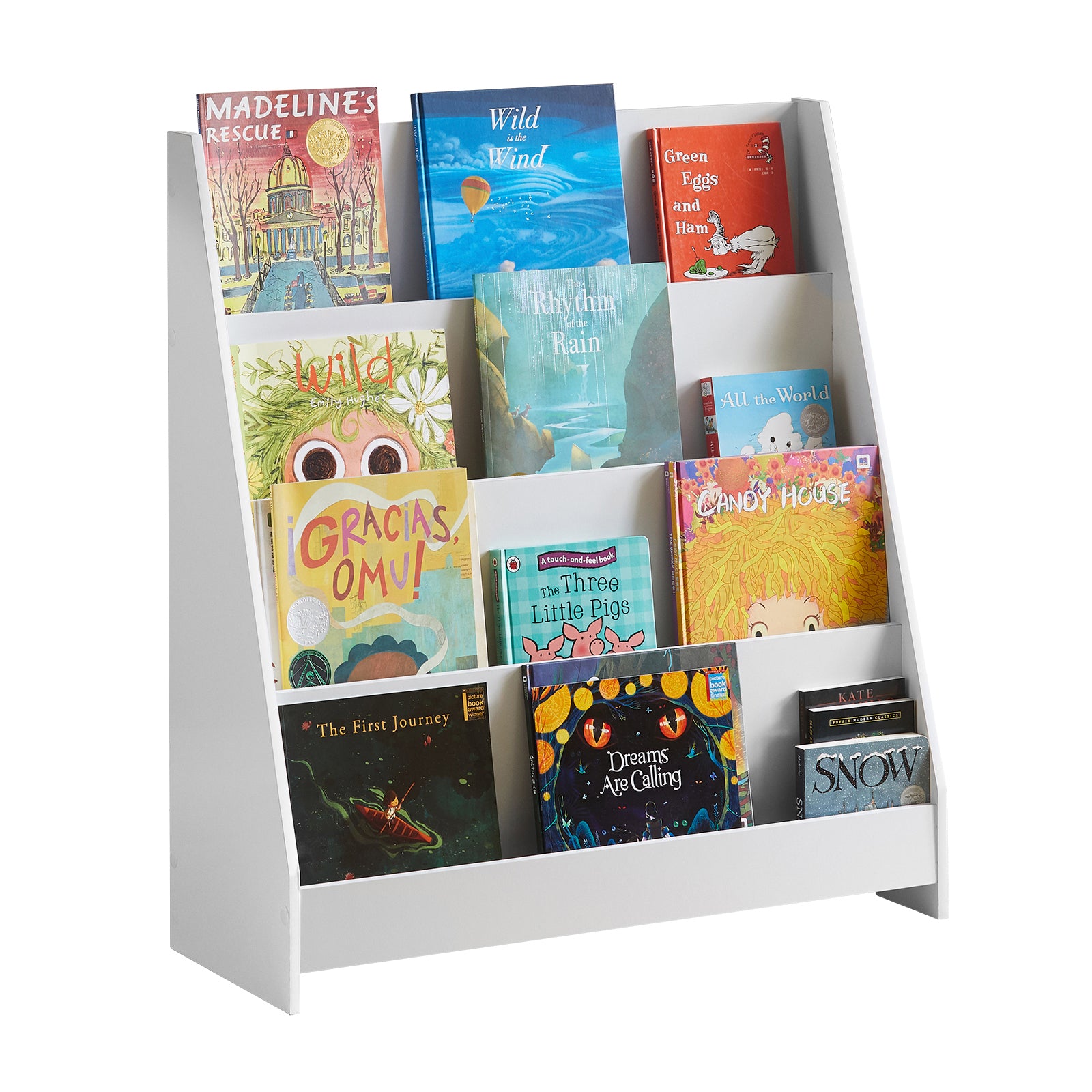SoBuy | Kinderbücherregal | Zeitungsständer | Aufbewahrungsregal für Kinder | KMB32-W