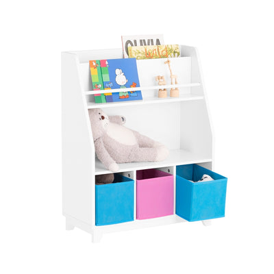 SoBuy | Étagère pour enfants | Étagère à 3 boîtes | Étagère à jouets | Blanc, bleu et rose | KMB34-F