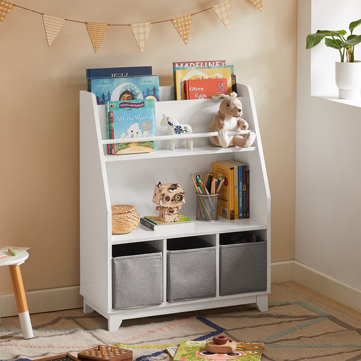 SoBuy | Scaffale per libri per bambini | Scaffale portagiochi | Scaffale portaoggetti per bambini | KMB34-W