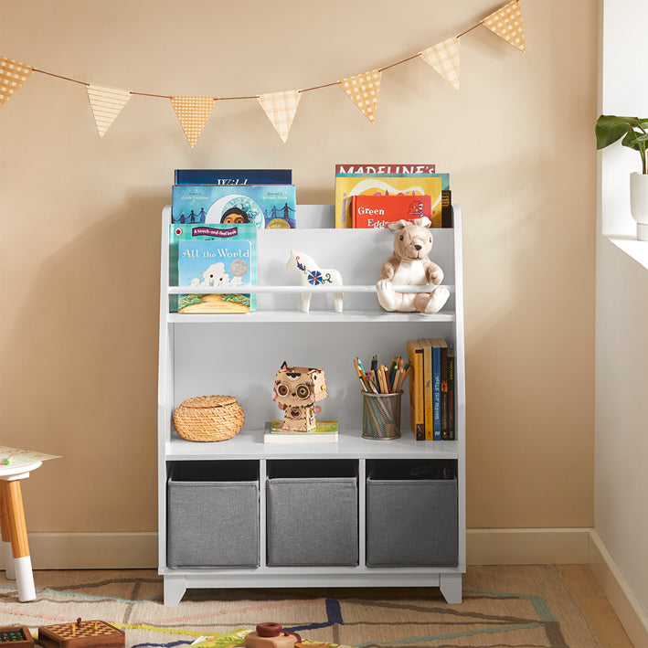 SoBuy | Scaffale per libri per bambini | Scaffale portagiochi | Scaffale portaoggetti per bambini | KMB34-W