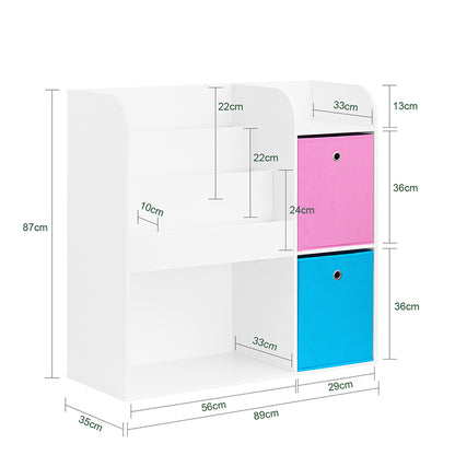 SoBuy | Bibliothèque pour enfants | Coffre à jouets | Étagère de rangement pour enfants | Blanc-rose | KMB37-F