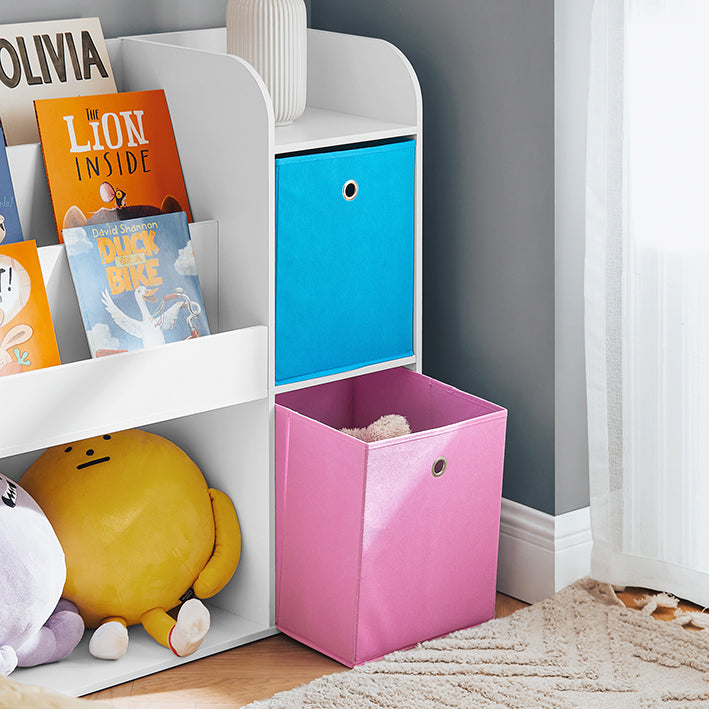 SoBuy | Bibliothèque pour enfants | Coffre à jouets | Étagère de rangement pour enfants | Blanc-rose | KMB37-F