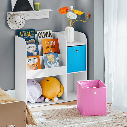 SoBuy | Bibliothèque pour enfants | Coffre à jouets | Étagère de rangement pour enfants | Blanc-rose | KMB37-F