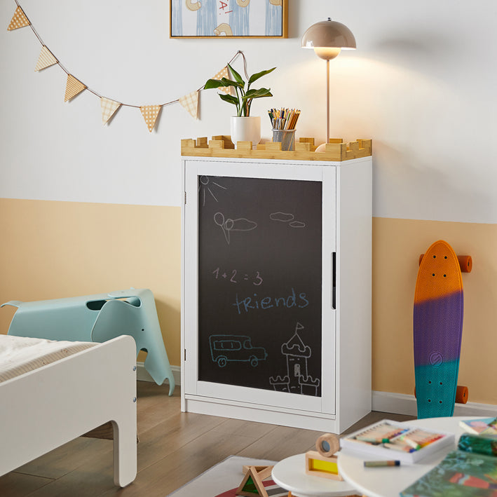 SoBuy | Scaffale per bambini con lavagna | Armadio contenitore | Cameretta | KMB43-W