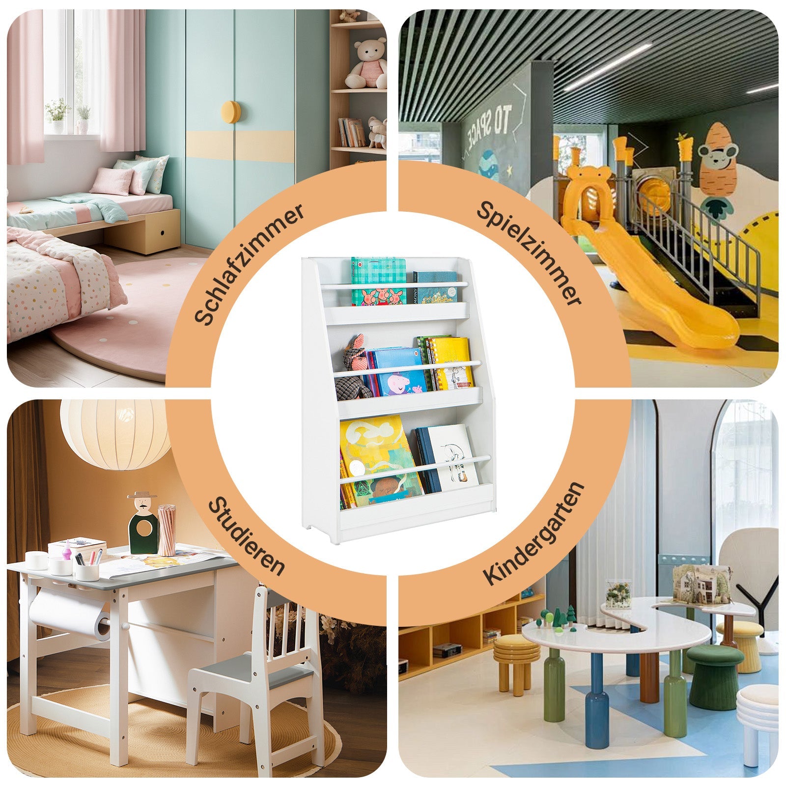 SoBuy | Étagère pour enfants | Étagère murale | Étagère de rangement pour enfants | KMB45-W