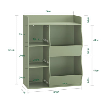 SoBuy | Bibliothèque pour enfants | Étagère Montessori | Chambre d'enfant avec 5 étagères ouvertes | Verte | KMB55-K-GR