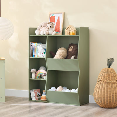 Vorverkauf | SoBuy Kinder Bücherregal Montessori Regal mit 5 Offenes Fach Grün 80x104x34 cm KMB55-K-GR