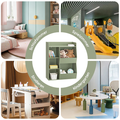 SoBuy | Bibliothèque pour enfants | Étagère Montessori | Chambre d'enfant avec 5 étagères ouvertes | Verte | KMB55-K-GR