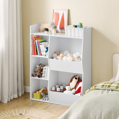 SoBuy Kinder Bücherregal Montessori Regal mit 5 Offenes Fach Weiß 80x104x34 cm KMB55-K-W