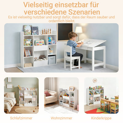SoBuy | Kinderbücherregal | Spielzeugtruhe | für Kinder | Weiß | KMB55-W