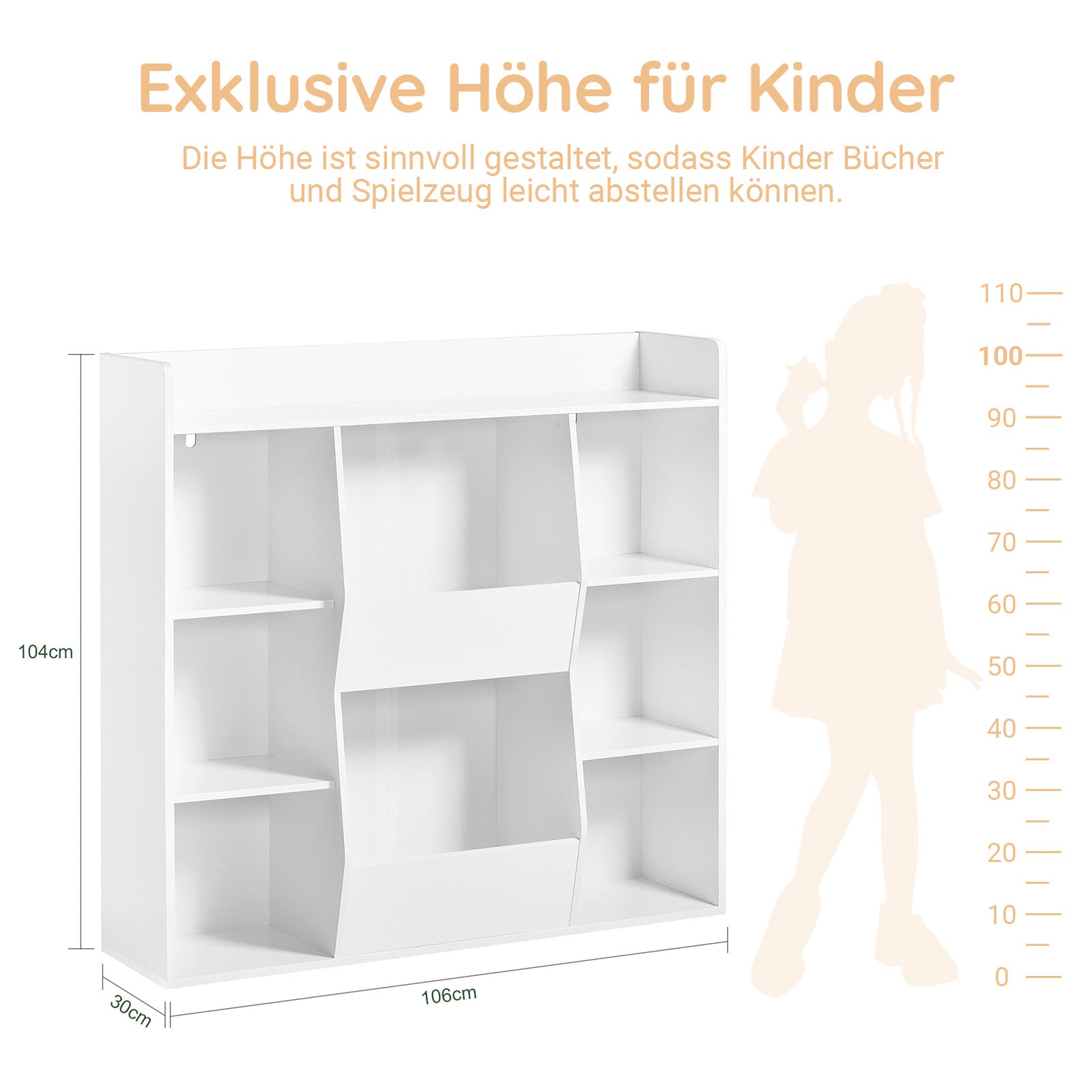 SoBuy | Kinderbücherregal | Spielzeugtruhe | für Kinder | Weiß | KMB55-W