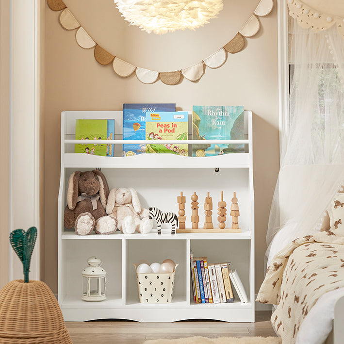 SoBuy | Scaffale per libri per bambini | Scaffale per giocattoli | Scaffale portaoggetti per bambini | KMB57-W