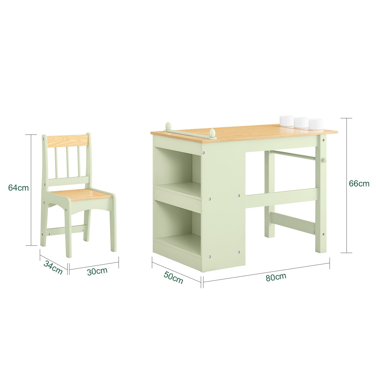 SoBuy | Tavolo per bambini con 1 sedia | Set da tavolo e sedie per bambini | con 1 portarotolo di carta | Tavolo da disegno per bambini | Verde | KMB60-GR