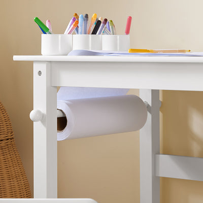 SoBuy | Kindertisch mit 1 Stuhl | Kindersitzgruppe | Maltisch für Kinder | Weiß| KMB60-W