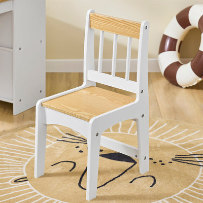 SoBuy | Table et 1 chaise pour enfant | Ensemble de meubles pour enfants | Table d'activités pour enfants | Blanc et Naturel | KMB60-WN