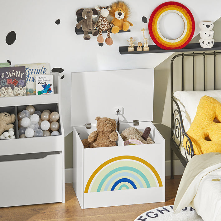 SoBuy | Spielzeugtruhe | Spielzeugkiste | Aufbewahrungsbox für Kinder | KMB70-W