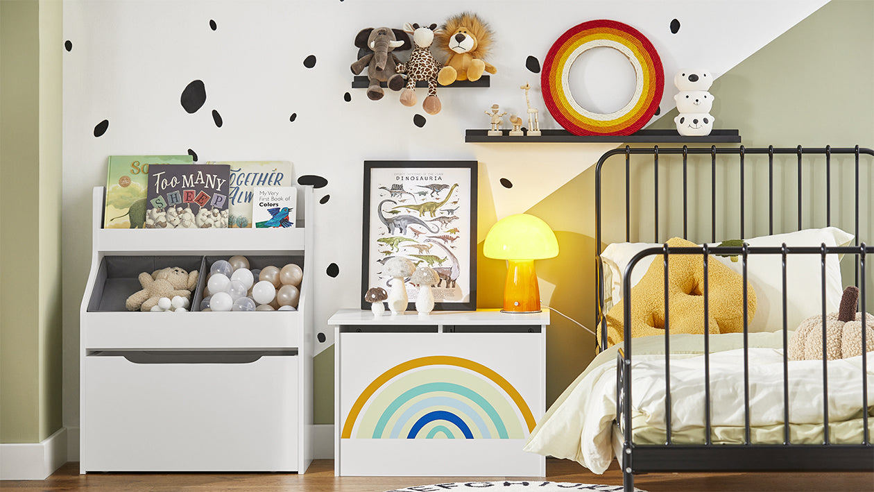 SoBuy | Spielzeugtruhe | Spielzeugkiste | Aufbewahrungsbox für Kinder | KMB70-W