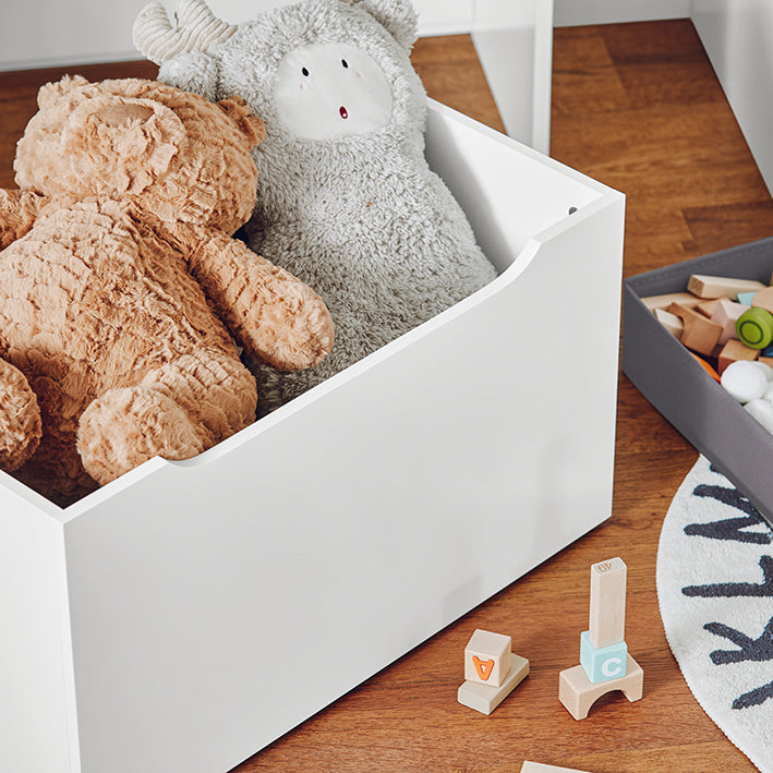 Prévente | SoBuy | Étagère pour enfants avec 2 boîtes en tissu | Bibliothèque | Coffre à jouets à roulettes | KMB71-W