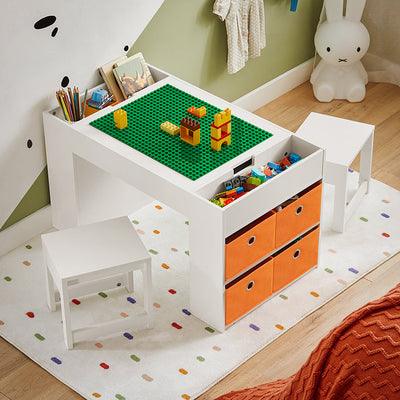 Prévente | SoBuy | Table enfant avec 2 chaises | Ensemble de mobilier pour enfants | Table d'activités pour enfants | Blanc | KMB75-W