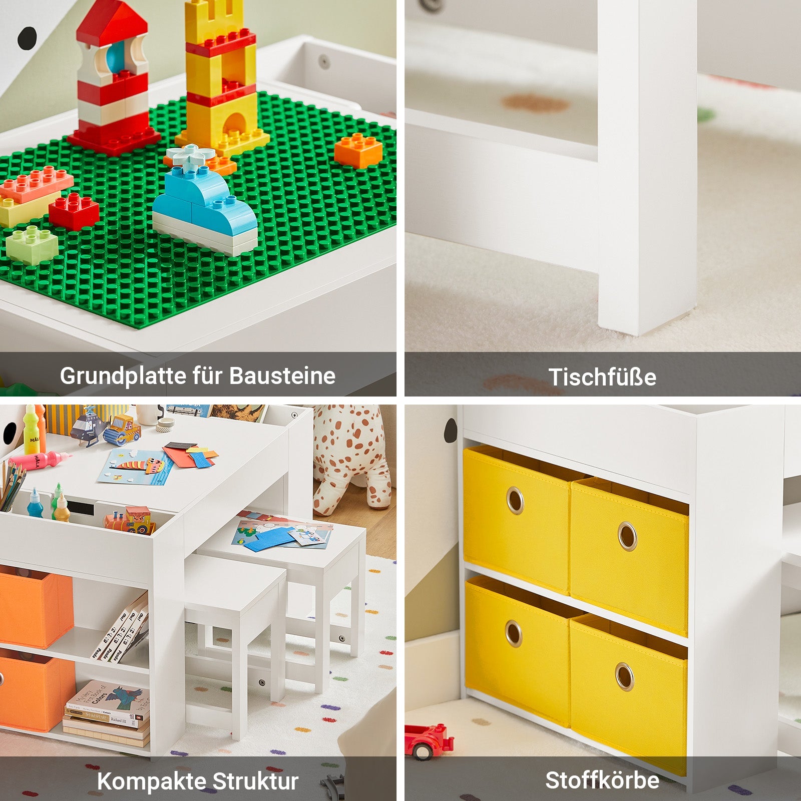 Prevendita | SoBuy | Tavolo per bambini con 2 sedie | Set tavolo e sedie per bambini | Tavolo attività per bambini | Bianco | KMB75-W