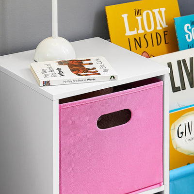 SoBuy | Kinderregal | Bücherregal Kinder | Spielzeugregal | Weiß-Blau&Rosa | KMB76-F