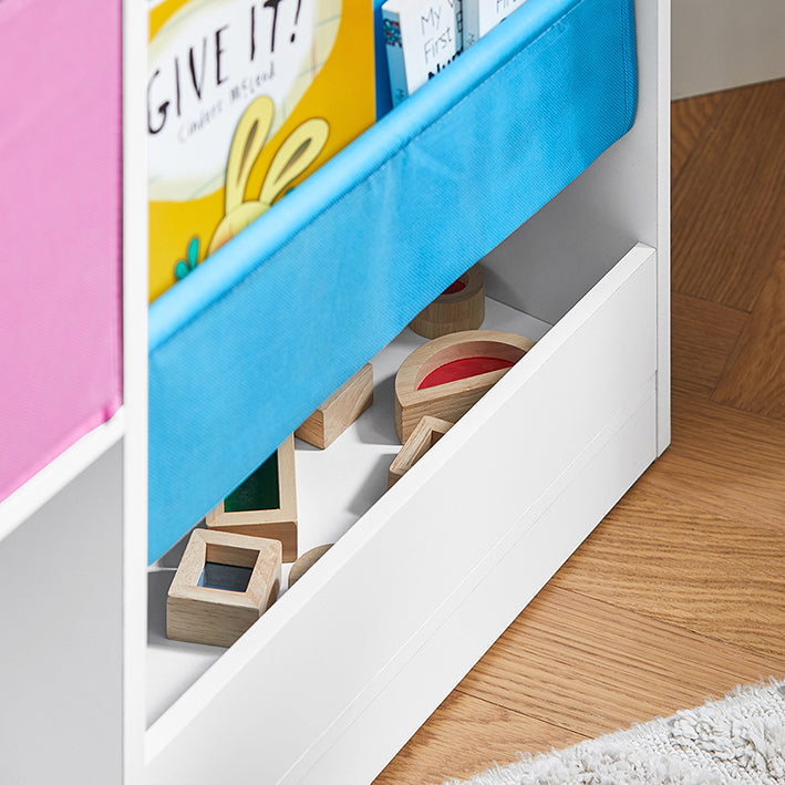 SoBuy | Étagère pour enfants | Bibliothèque enfant | Étagère à jouets | Blanc-Bleu & Rose | KMB76-F