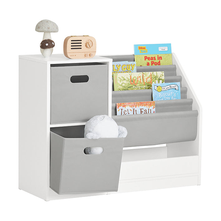 SoBuy | Scaffale per bambini | Scaffale portagiochi | Libreria | Scaffale contenitore per bambini | KMB76-W