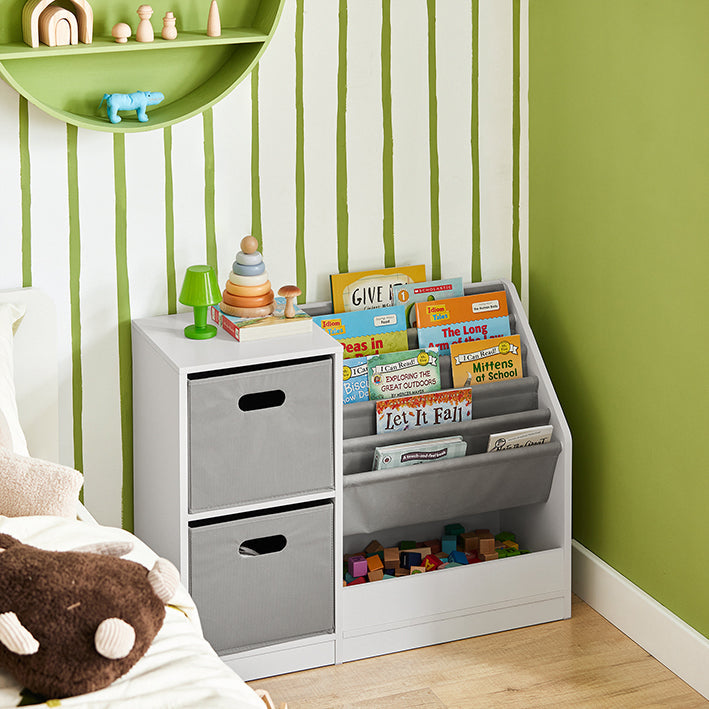 SoBuy | Scaffale per bambini | Scaffale portagiochi | Libreria | Scaffale contenitore per bambini | KMB76-W
