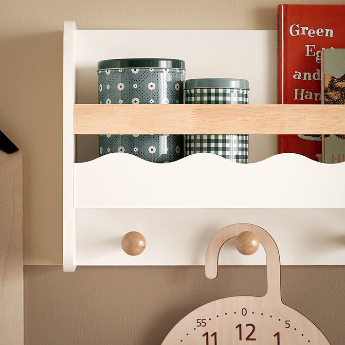 SoBuy | Wandregal | Bücherregal für Kinder | Kindergarderobe mit Ablage | KMB78-W