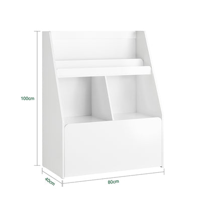 Prévente | SoBuy | Étagère pour enfants avec 1 coffre à jouets | Bibliothèque | Étagère de rangement pour enfants | KMB83-W