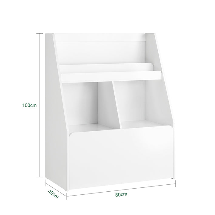 Prévente | SoBuy | Étagère pour enfants avec 1 coffre à jouets | Bibliothèque | Étagère de rangement pour enfants | KMB83-W