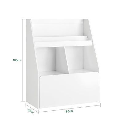 Prévente | SoBuy | Étagère enfant avec 1 coffre à jouets | Bibliothèque | Meuble de rangement enfant | KMB83-W